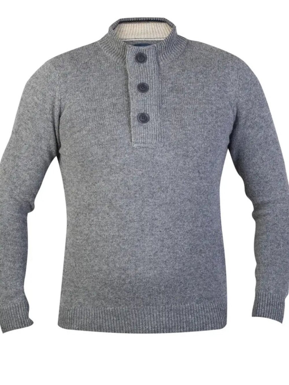 Guide London Charcoal Grey Knit Button Placket Qtr Zip